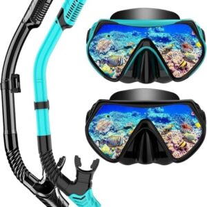 Professionelles Schnorchelset für Erwachsene mit Anti-Fog Taucherbrille und Dry Schnorchel aus gehärtetem Glas