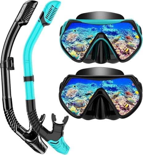 Professionelles Schnorchelset für Erwachsene mit Anti-Fog Taucherbrille und Dry Schnorchel aus gehärtetem Glas