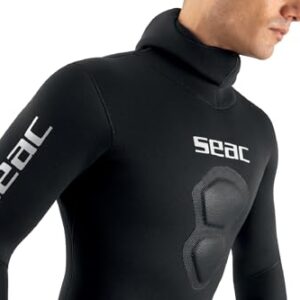 Herren Neopren Tauchanzug mit Lätzchen und Kapuze für Freitauchen, 7 mm dick, Schwarz, XXL Größe