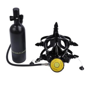 Tbest Dideep Scuba mit Voll-Gesichtstauchbrille 180° Wide View 1L Tragbares Sauerstoffgetriebe für Unterwasserexpeditionen. Komfortable Tauchbrille mit breiter Ansicht und integriertem Atemrohr.