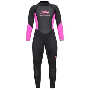 Trespass Aquaria 5mm Neoprenanzug, Schwarz, XX-Large für Damen, mit innerer Schlüsseltasche und verstellbarer Schnürung am Handgelenk