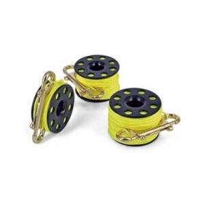Tauchrolle Finger Reel Karabiner aus Messing, 15 Meter Länge, Gelbfarbe