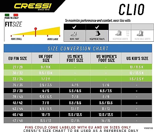 Ultraleichte Flossen für Schwimmen, Apnoe und Schnorcheln - Cressi Clio Fins