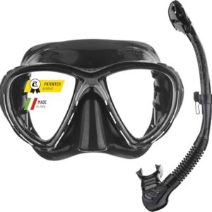 Tauch-Sets CRESSI Combo Big Eyes+Alpha UD, Maske und Schnorchel zum Tauchen und Snorkeln, Schwarz, Einheitsgröße, Erwachsene