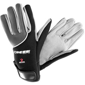 Cressi Neopren-Handschuhe Tropical, schwarz-grau, S - Tauch- und Schwimmhandschuhe mit Neoprenrücken und Lederimitat auf der Handinnenseite