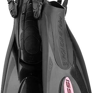 Verstellbare Flossen für Erwachsene zum Schnorcheln und Schwimmen, Schwarz/Rosa Kurze Flossen, XS/S (35/38) von Cressi - perfekt fürs Wasser, verstellbarer Tragekomfort, leicht und ideal für Reisen