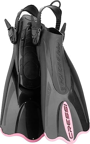 Verstellbare Flossen für Erwachsene zum Schnorcheln und Schwimmen, Schwarz/Rosa Kurze Flossen, XS/S (35/38) von Cressi - perfekt fürs Wasser, verstellbarer Tragekomfort, leicht und ideal für Reisen