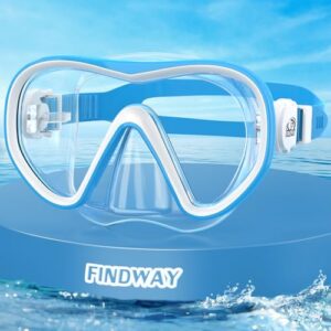 Findway Taucherbrille Kinder, Schwimmbrille mit Nasenschutz für Kinder im Alter von 4-16 Jahren, professionelle Tauchmaske mit 180° HD-Panoramablick und Wasserdichtung