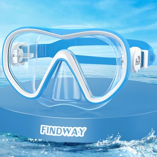 Findway Taucherbrille Kinder, Schwimmbrille mit Nasenschutz für Kinder im Alter von 4-16 Jahren, professionelle Tauchmaske mit 180° HD-Panoramablick und Wasserdichtung