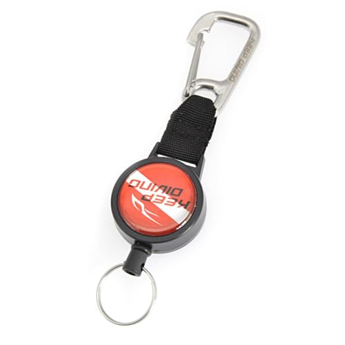 Verstellbares Tauch-Schlüsselband mit einziehbarem Anti-Verlust-Seil für BCD-Haken, 316 Edelstahl, 79 cm Verlängerung, Schnorcheln und Unterwasserfotografie