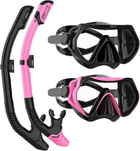 JRing Schnorchelset für Erwachsene, Taucherbrille und Dry-Schnorchel Set mit Anti-Leck & Anti-Fog Funktion, ideal für Tauchen, Schnorcheln, Schwimmen und Surfen