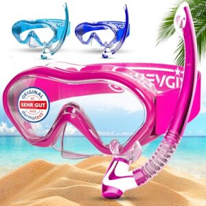 KIDVERSE Taucherbrille für Kinder mit Schnorchel ab 5 Jahren - CE und Dermatest geprüfte Taucherbrille mit Schnorchel und Nase