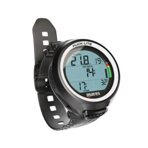 Mares Puck Lite Tauchcomputer, Uhrenstil mit Ein-Knopf-Steuerung für Unterwasser-Tauchen in Weiß