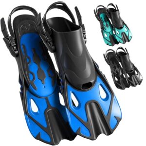 YOTAN Schnorchelflossen für Erwachsene, Verstellbare Kurzflossen mit Open-Heel, Leichte Kurze Schwimmflossen & Taucherflossen, Kompakt Flossen für Urlaub, Schnorcheln, Schwimmtraining