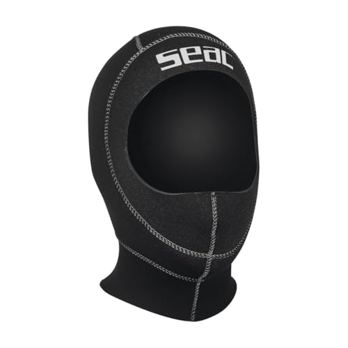 Seac Standard Kapuze aus Neopren, dicke 5 mm, M Größe, schwarz, wasserdicht und komfortabel für Taucher und Wassersportler