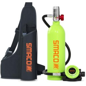 SMACO Tauchen Sauerstofftank geeignet zum Sporttauchen 1L Mini-Tauchflasche unterstützt Unterwasseratmung (Nicht mehr als 16 ft) Tauchzylinder für Freizeittauchen Notfallluftversorgung S400