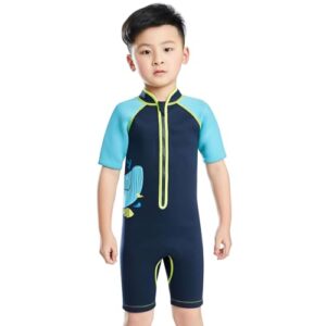 Kinder Neoprenanzug 2,5 mm Badeanzug Einteiliger Wetsuit mit UV-Schutz für Mädchen und Jungen