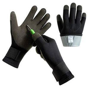 Tauchhandschuhe für Wassersportler - EMUKOEP 1 Paar Tauchhandschuhe, Schnittfest, Stichfest, Abriebfest, rutschfeste Handschuhe, Thermohandschuhe Zum Tauchen, Schnorcheln, Speerfischen