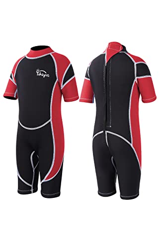 Yikayin Neoprenanzug für Kinder, 2,5 mm Kurz, Thermo UV Schwimmanzug mit Rückenreißverschluss für Jungen und Mädchen zum Schwimmkurs, Tauchen, Surfen und Schnorcheln