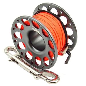 30 Meter Fingerspule, Tauchausrüstung, Edelstahl-Tauchspule mit Doppelhaken, Aluminium-Legierung-Spool für Tauchzubehör und Schnorcheln unter Wasser