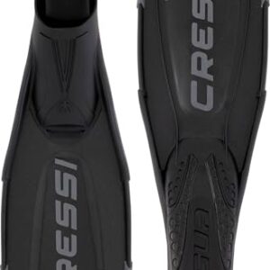 Cressi Agua Pro Fin Schwimmflossen für Erwachsene, Tauchflossen mit komfortablem Fußteil und stärktem Vortrieb, schwarze Flossenausrüstung für Tauchen und Schnorcheln