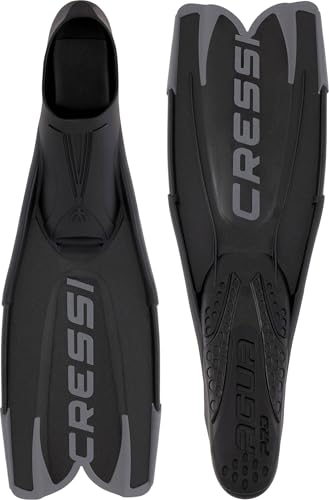 Cressi Agua Pro Fin Schwimmflossen für Erwachsene, Tauchflossen mit komfortablem Fußteil und stärktem Vortrieb, schwarze Flossenausrüstung für Tauchen und Schnorcheln
