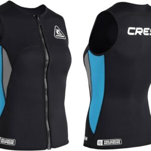 Neoprenweste mit Reißverschluss für Schnorcheln und Wassersportarten, Schwarz/Aquamarin, XL/5, Frau