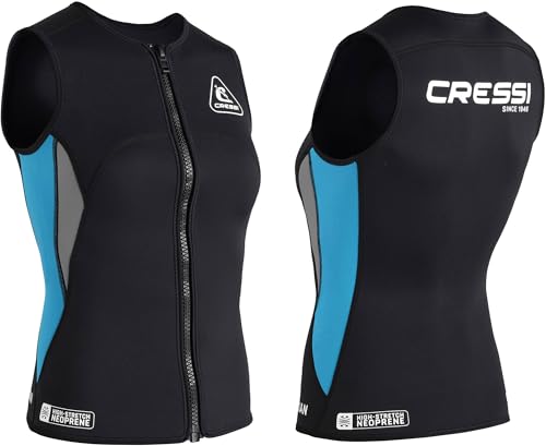 Neoprenweste mit Reißverschluss für Schnorcheln und Wassersportarten, Schwarz/Aquamarin, XL/5, Frau