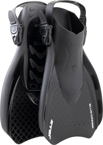 Kompakte verstellbare Schwimmflossen für Schnorcheln und Reisen - Schwarz/Schwarz - S/M EU 39/43 - Erwachsene