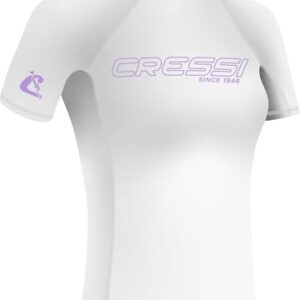 Cressi Sentinal Lady Rash Guard, weiß/lila, S/Damen - hochwertiger Sonnenschutz für Schwimmen, Surfen und Tauchen mit UPF 50+ Wirkung