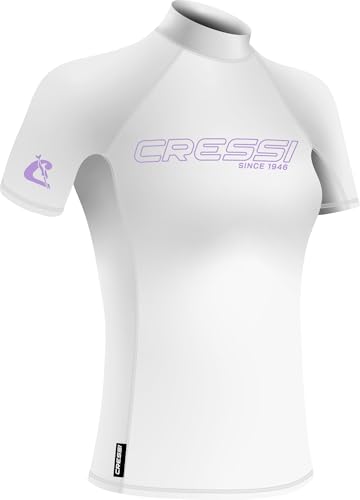 Cressi Sentinal Lady Rash Guard, weiß/lila, S/Damen - hochwertiger Sonnenschutz für Schwimmen, Surfen und Tauchen mit UPF 50+ Wirkung