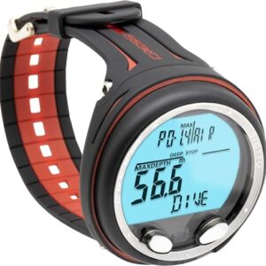 Cressi Dekompression Tauchcomputer Giotto Diving Computer, Schwarz/Rot. Hochwertiger und zuverlässiger Tauchcomputer mit Dual-Mix-RGBM-Algorithmus für genaue Sauerstoffspeicherberechnung.