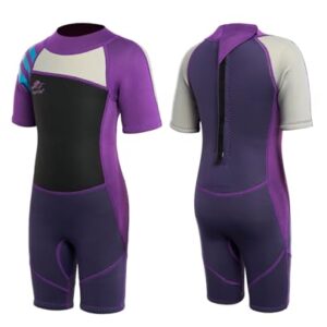Gogokids Shorty Neoprenanzug für Kinder, 2,5mm Neopren Thermo Kurze Nassanzüge mit Rückenreißverschluss und UV-Schutz für Jungen und Mädchen zwischen 3 und 10 Jahren zum Schwimmen, Surfen oder Tauchen