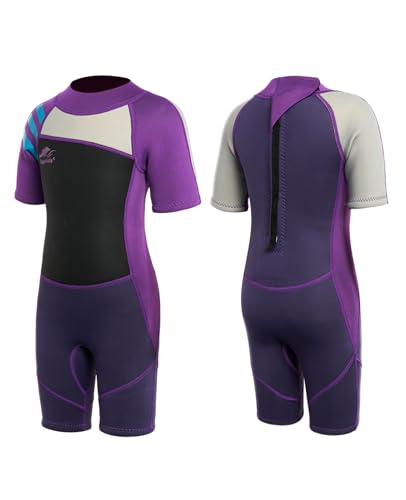Gogokids Shorty Neoprenanzug für Kinder, 2,5mm Neopren Thermo Kurze Nassanzüge mit Rückenreißverschluss und UV-Schutz für Jungen und Mädchen zwischen 3 und 10 Jahren zum Schwimmen, Surfen oder Tauchen