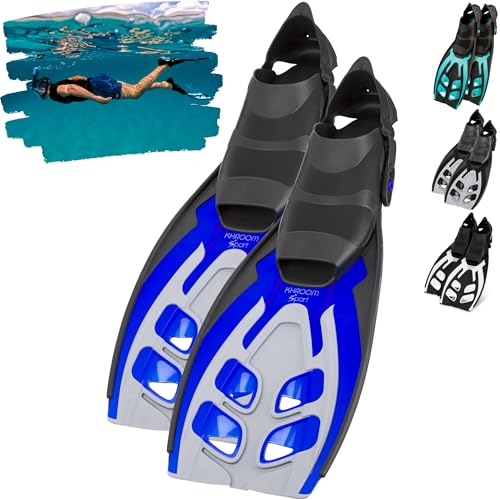 Hochwertige Schwimmflossen für Erwachsene, unisex und verstellbar, ideal zum Schnorcheln und Tauchen in dunkelblauer Farbe, Größe 36-41