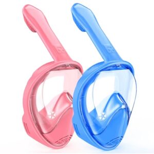 Kinder-Schnorchelmaske mit Vollgesicht und Schnorchelausrüstung für Kinder im Alter von 3 bis 14 Jahren. Professionelle transparente flache Linse bietet einen unvergesslichen Panoramablick unter Wasser.