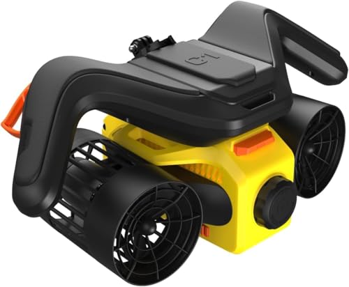 LEFEET C1 Unterwasser-Scooter, Tauchscooter mit Doppelmotor für Erwachsene und Familie, Max. 60 Min. Akkulaufzeit, mit Action-Kamera-Halterung, IP68 Wasserdicht, Perfekt für Pool und Meer(Gelb)