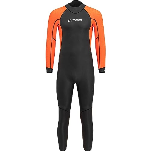 Neoprenanzug für Herren in schwarz und orange mit neon-farbenen Panels, perfect für Freiwasser und Training