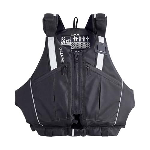 Verstelltbare Auftriebsweste für Erwachsene mit großen Taschen, Reflexstreifen und flexiblen Armausschnitten - perfekt für Kajak, Angeln, Bootssport und Paddeln