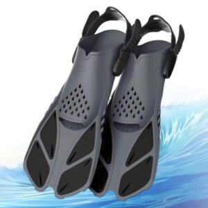 Verstellbare Schwimmflossen für Erwachsene, offene Ferse, kurze und rutschfeste Taucherflossen für Schnorcheln, Tauchen und Schwimmen
