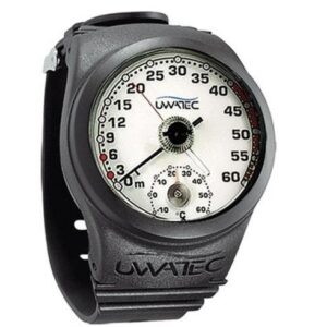 Tiefenmesser von Uwatec für Taucher, analog im Armband, genaue Tiefe-Messung unter Wasser