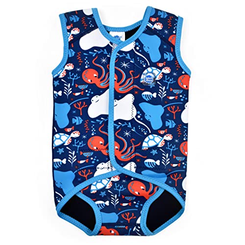Baby Wrap Neoprenanzug mit Unterwasser-Thema für 6-18 Monate alte Kinder, langlebiger Schwimmanzug mit Sonnenschutz und Körperwärme-Regulierung
