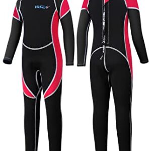 Junge oder Mädchen in einem Yikayin Neoprenanzug zum Schwimmen, Tauchen oder Surfen in Rot, XL Größe