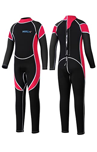 Junge oder Mädchen in einem Yikayin Neoprenanzug zum Schwimmen, Tauchen oder Surfen in Rot, XL Größe