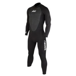 Schwarzer Neoprenanzug mit Rückenreißverschluss für Schwimmen, Tauchen und Surfen