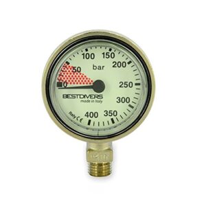 Best divers ab0775 Manometer Sub, Silber, 4.5 x 2 cm - Unterwasser-Gasflaschen-Manometer mit Polycarbonatgehäuse und Messingverchromter Handhabung