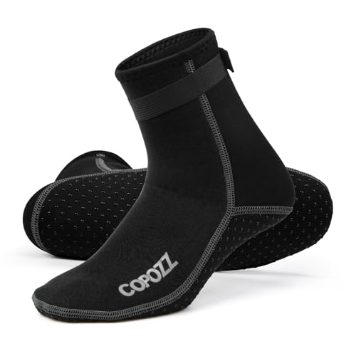 COPOZZ 3mm Tauchsocken Neoprensocken für Erwachsene Damen Herren - Dicke Tauchsocken für Wassersport, Schwimmen, Schnorcheln und Surfen