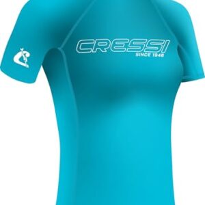 Kurzärmeliger Rash Guard Sonnenschutz UPF 50+ von Cressi, aquamarin/weiß, XS/1 für Damen