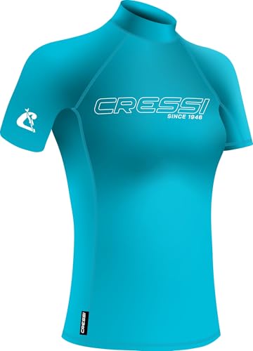 Kurzärmeliger Rash Guard Sonnenschutz UPF 50+ von Cressi, aquamarin/weiß, XS/1 für Damen
