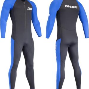 Cressi Wahoo Man Monopiece Wetsuit Black/Blue 2mm M/3-Einteiliger Neoprenanzug für Herren zum Schnorcheln, Schwimmen und Aktivitäten im Wasser